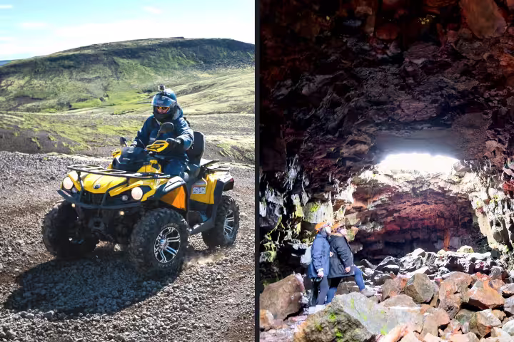 ATV adventure through rugged terrain and guided exploration of mystical caves, perfect for thrill-seekers and nature enthusiasts.