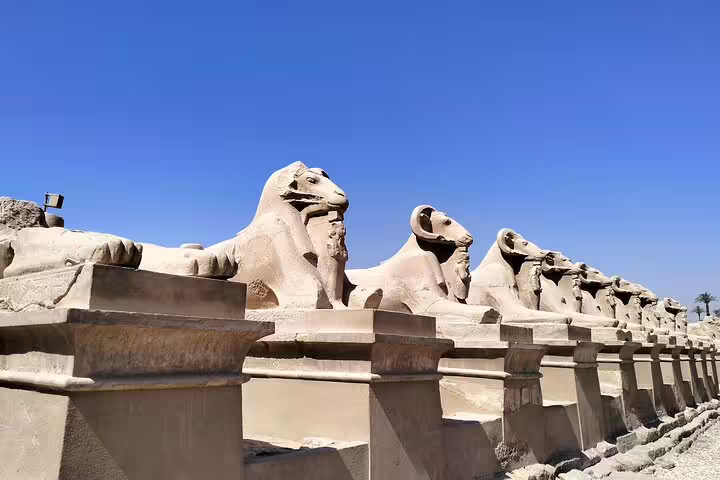 Avenue of Sphinxes at Luxor Temple, Egypt, iconic ancient statues on 10-day Cairo Nile cruise tour