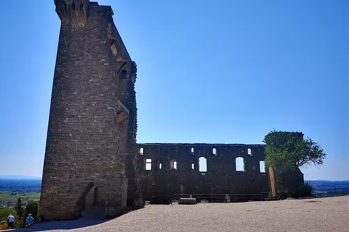 Ruins of Châteauneuf-du-Pape castle viewpoint on a private Avignon wine tasting day tour in Provence