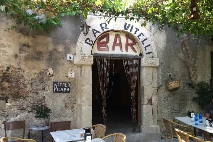 Bar Vitelli in Savoca, iconic Godfather film location on day trip from Taormina, Sicily village bar