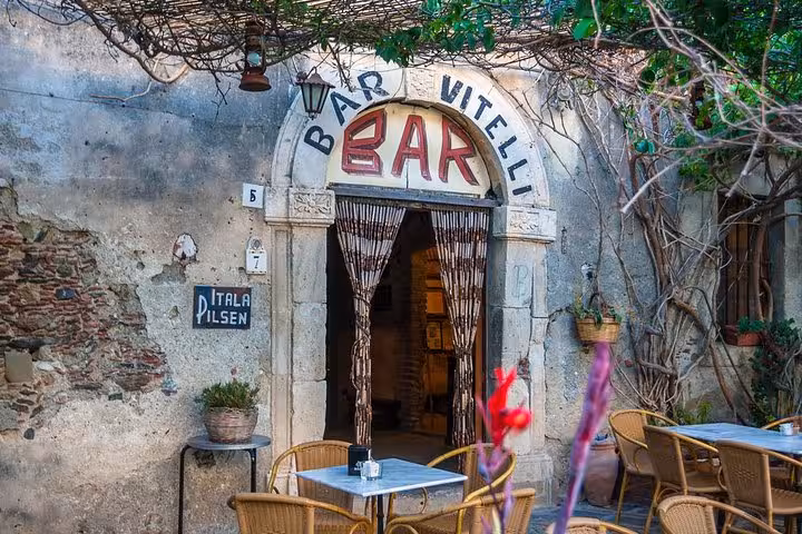 Charming Bar Vitelli entrance in Savoca, a key location in the Godfather tour from Messina port.