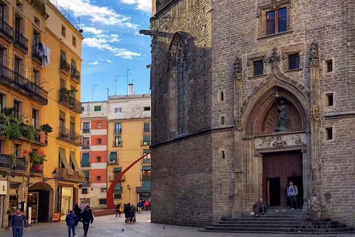 Charming Barcelona street view with historic architecture, perfect for a small group walking tour, flamenco show, and tapas dinner.
