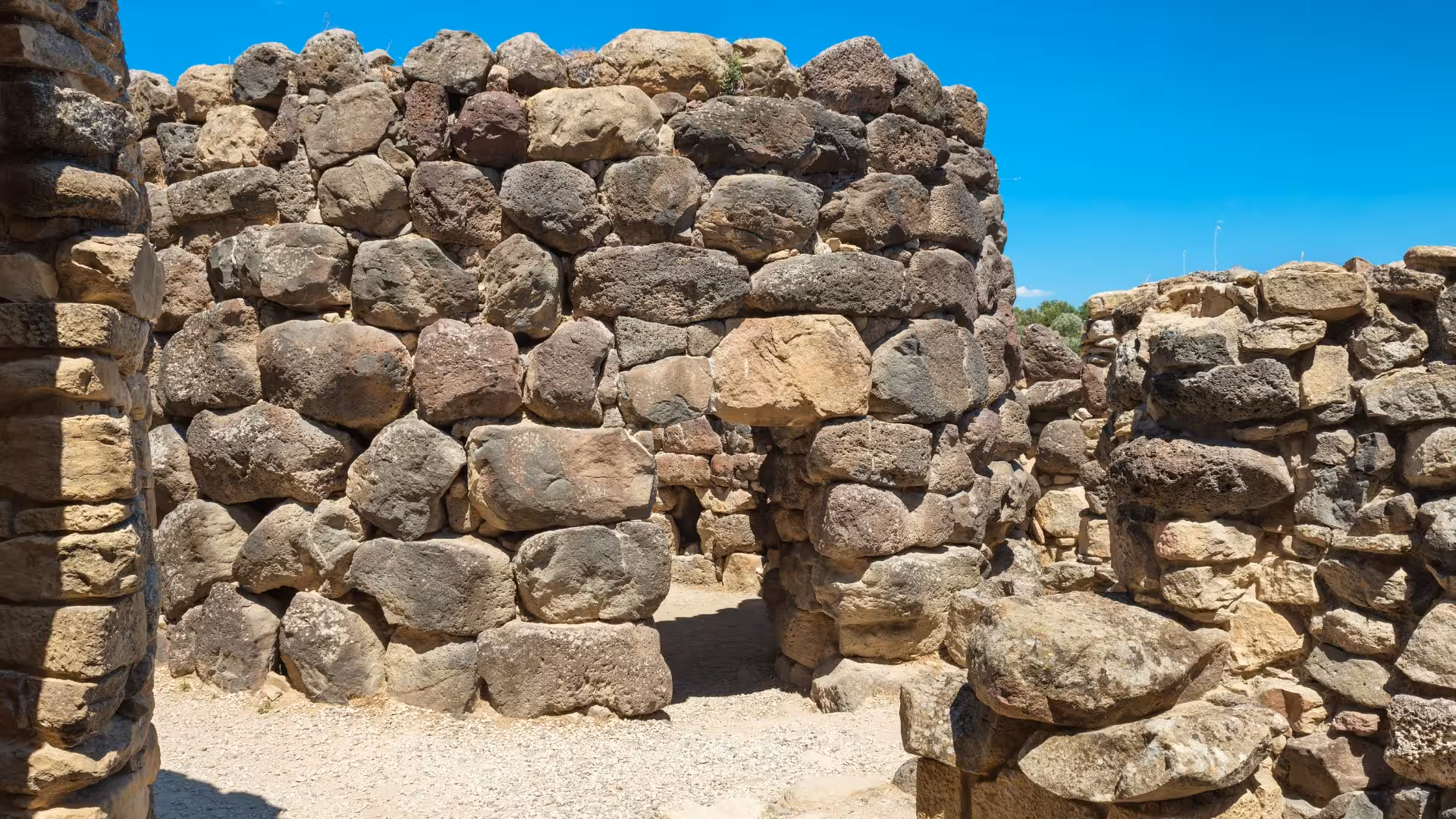 Close-up of Barumini's stone architecture, highlighting the intricate construction of the Nuragic archaeological site.