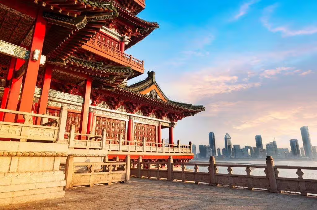 Majestic traditional Chinese architecture with skyline view, featured in Beijing to Laos Exploration Tour.