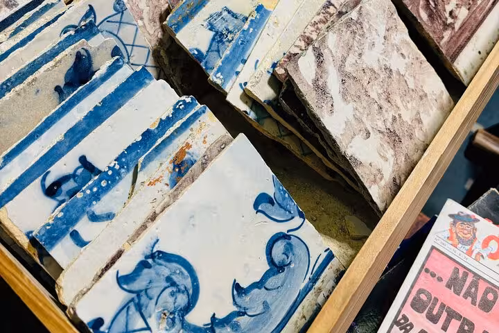 Close-up of traditional Portuguese azulejo tiles, showcasing Belem's rich cultural heritage on a private tour.