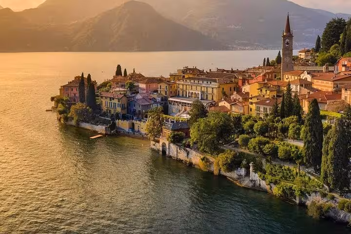 Sunset view of Bellagio on Lake Como, Italy, featured on Milan day tour with lake cruise and Varenna stop