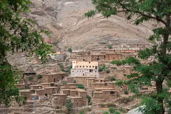 Traditional Berber village homes in the Ourika Valley, Atlas Mountains, on a scenic day trip from Marrakech