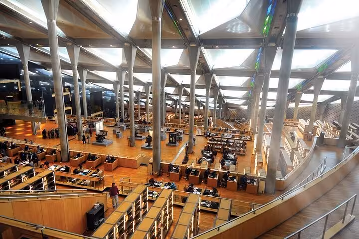Bibliotheca Alexandrina interior visit on private Alexandria sightseeing tour from Cairo with lunch