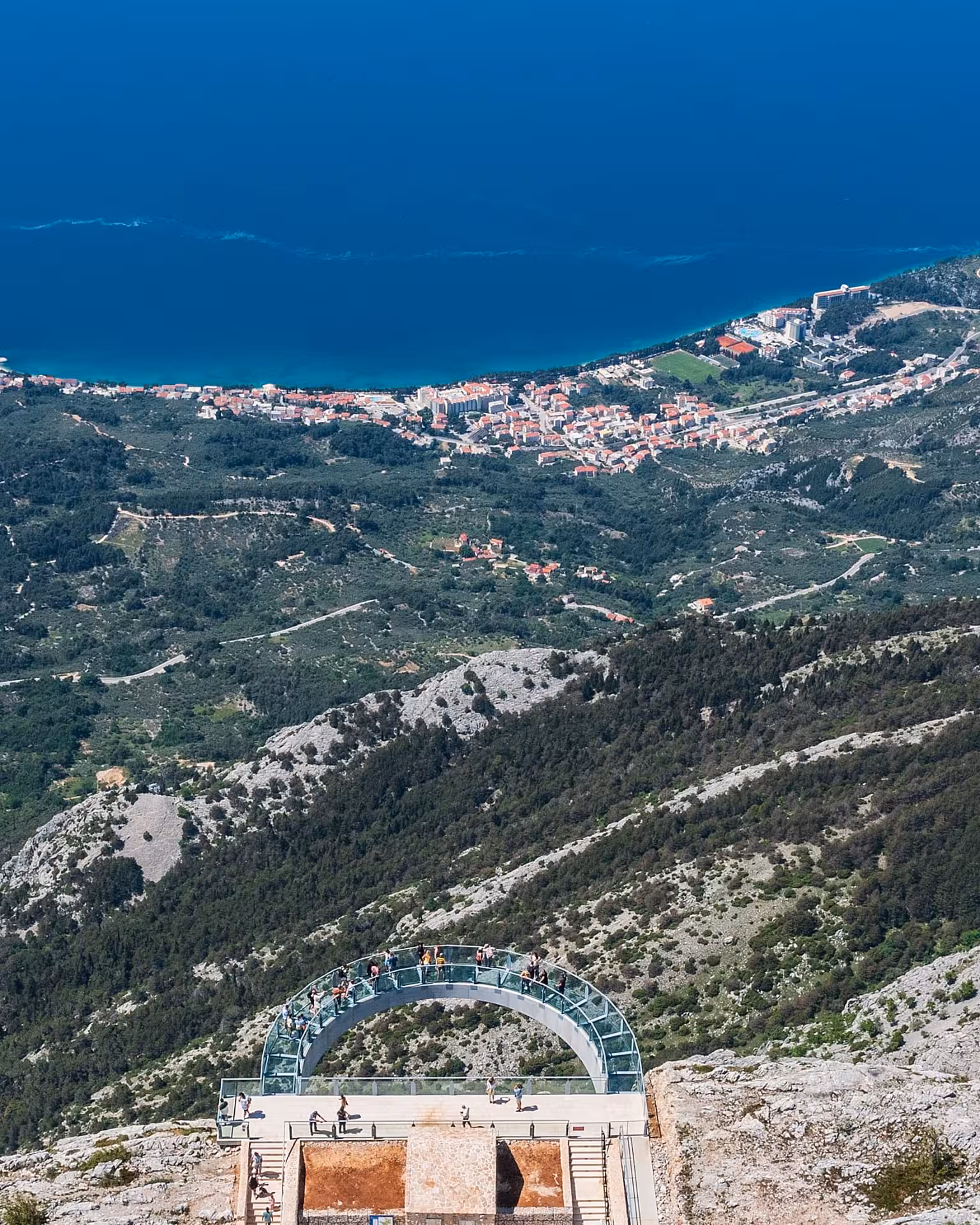 Biokovo Skywalk above Makarska Riviera, sweeping Adriatic Sea view on Split to Skyline cliffview tour