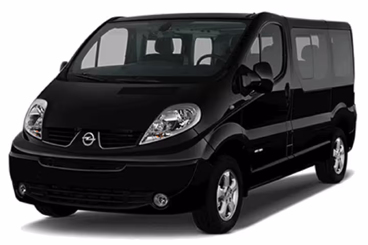 Black 8-seater minivan for private transfer from Heraklion or Rethymno with luggage space in Crete