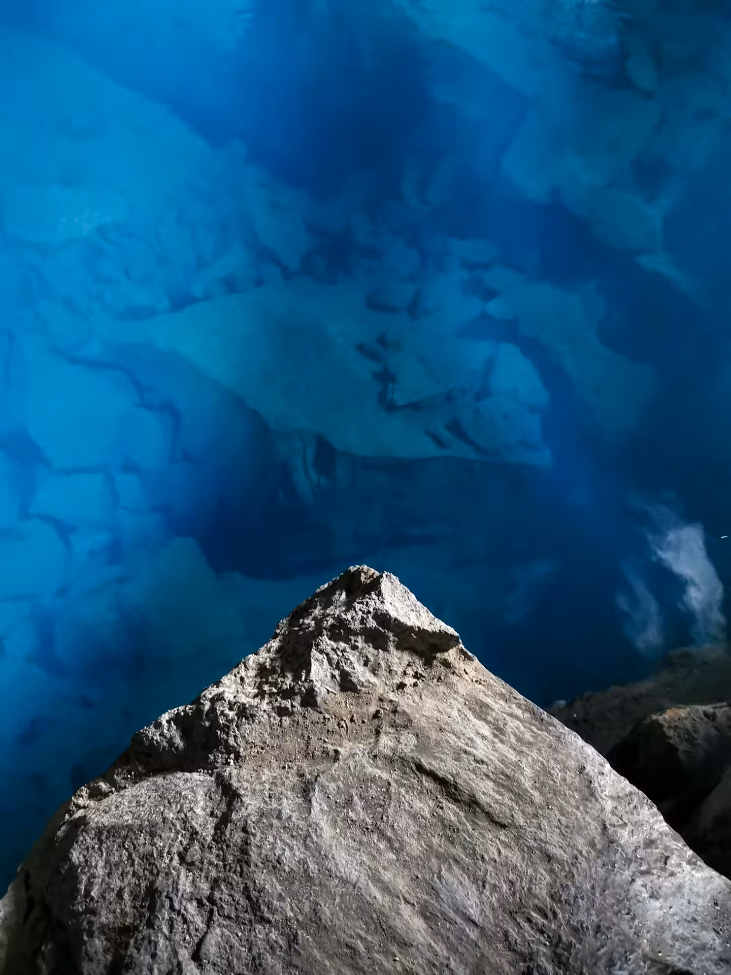 Blue geothermal spring at Lake Mývatn stop on Akureyri port tour to Goðafoss and Dettifoss waterfalls