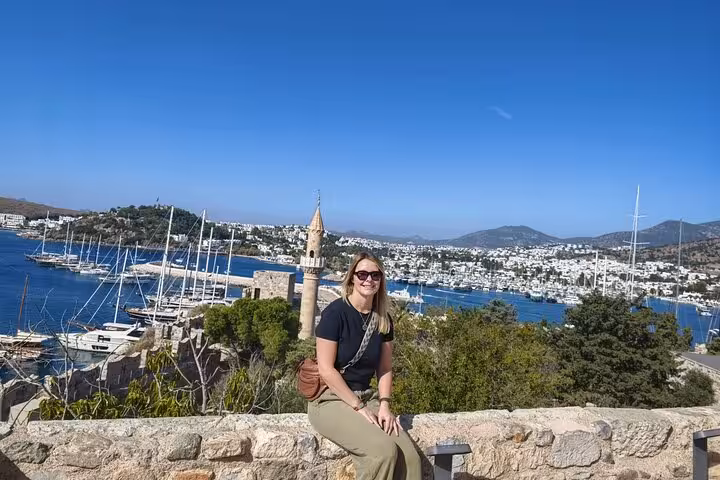 Scenic Bodrum marina and castle viewpoint stop on a small group Bodrum city tour for cruise ship passengers