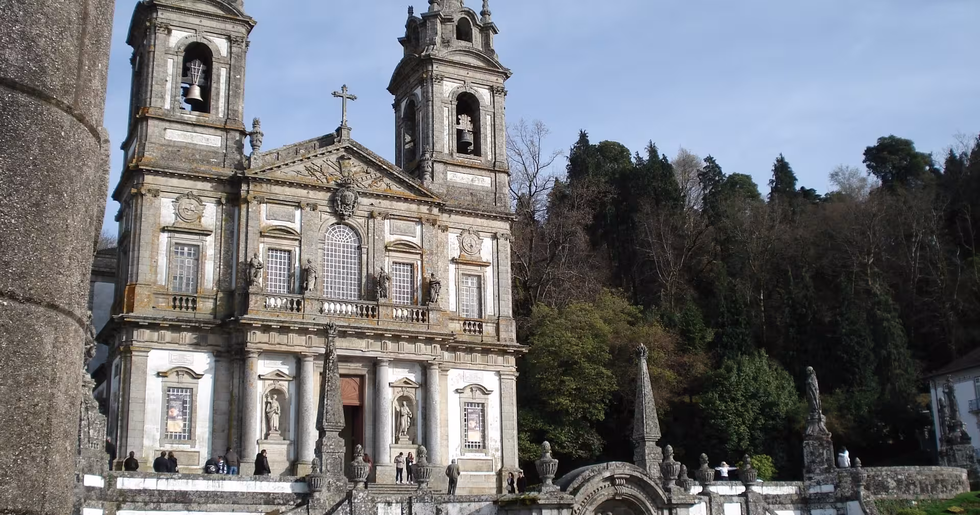 Bom Jesus Sanctuary church facade in Braga, Portugal, on a half-day small-group tour with guide