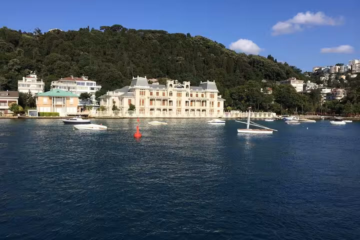 Bosphorus Strait waterfront mansions and yachts on Asia-Europe full-day Istanbul tour with Bosphorus cruise