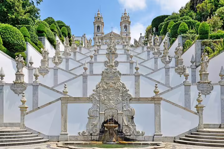 Marvel at the ornate Baroque staircase of Bom Jesus do Monte in Braga on a private half-day tour from Porto.