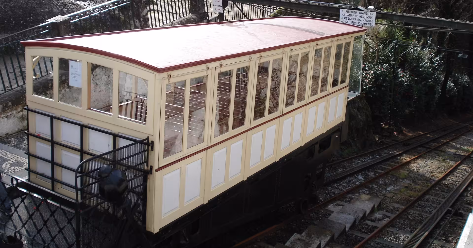 Historic Bom Jesus do Monte funicular car in Braga, Portugal, highlight of a half-day small-group sanctuary tour