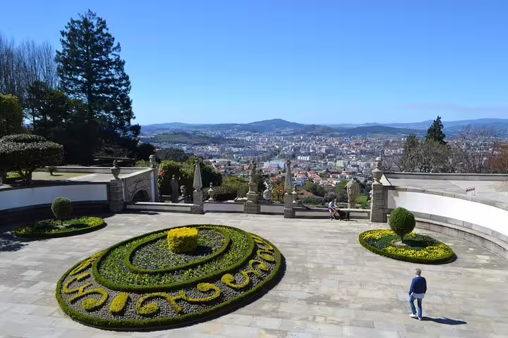 Scenic view of Braga from Bom Jesus do Monte's landscaped gardens during a half-day private tour from Porto.