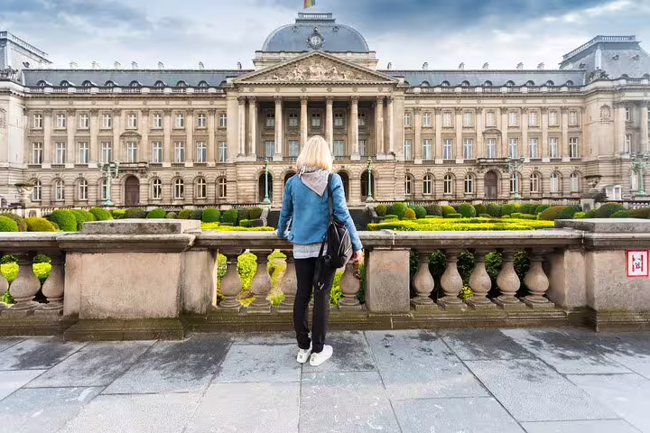 Person admiring the Royal Palace of Brussels during a private tour, highlighting architectural beauty and cultural exploration.