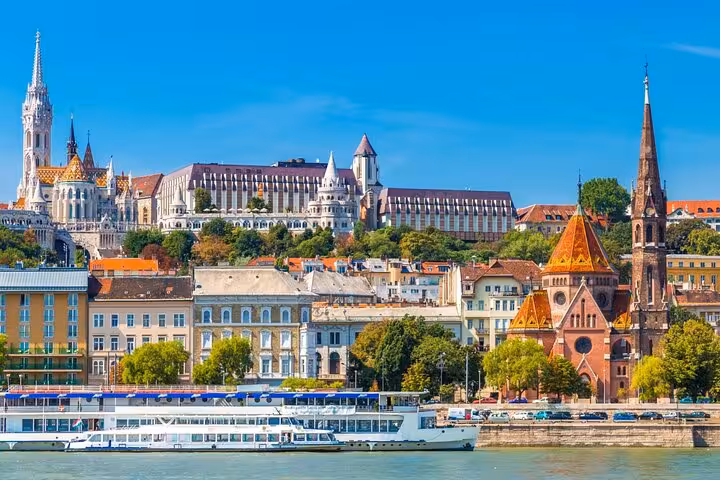 Budapest Danube River skyline with Buda Castle and Matthias Church on Vienna to Budapest day trip