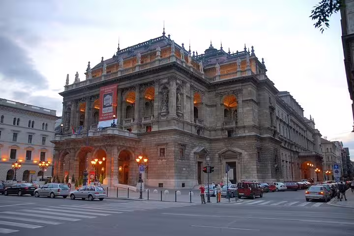 Budapest Hungarian State Opera House at dusk, iconic stop on a private local sightseeing tour