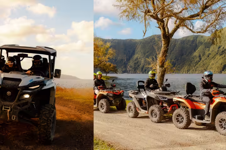 Buggy and quad riders by Sete Cidades lake, São Miguel Azores, private off-road half-day adventure tour