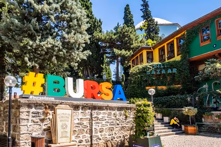 Colorful #BURSA sign in historic Bursa center stop on Istanbul Bursa & Uludag tour with lunch and cable car option