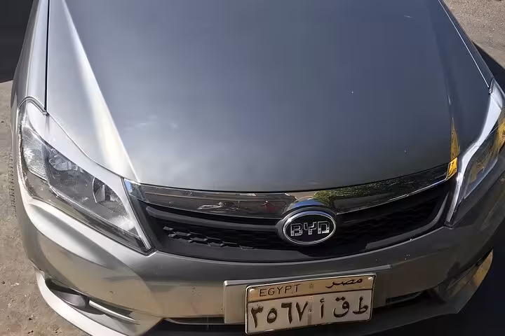 BYD sedan used for Hurghada private transfer, reliable airport to hotel taxi service with licensed Egypt plate