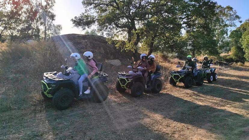 Participants riding ATVs through scenic trails in Cagliari, enjoying the adventure tour from Guasila.