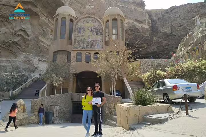 Travelers at St. Simon Monastery in Cairo, a stop on the 8 days 7 nights Cairo to Abu Simbel road tour