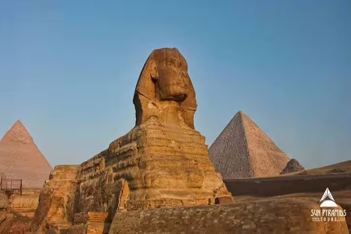Great Sphinx and Giza Pyramids at sunrise, Cairo highlight on 8 days 7 nights Cairo to Abu Simbel trip