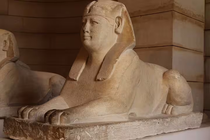 Ancient sphinx statue at Memphis, Egypt, stop on Cairo layover tour to Sakkara and Dahshur