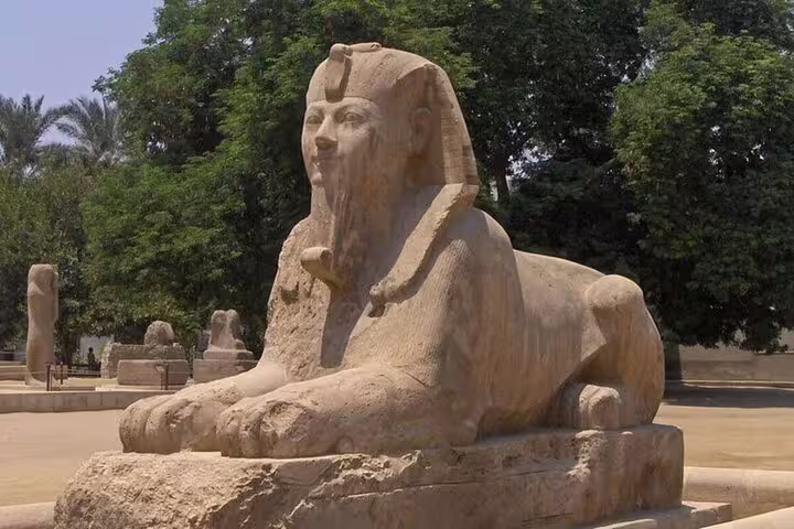 Ancient sphinx statue at Memphis open-air museum, a stop on Cairo 3-day highlights tour in Egypt