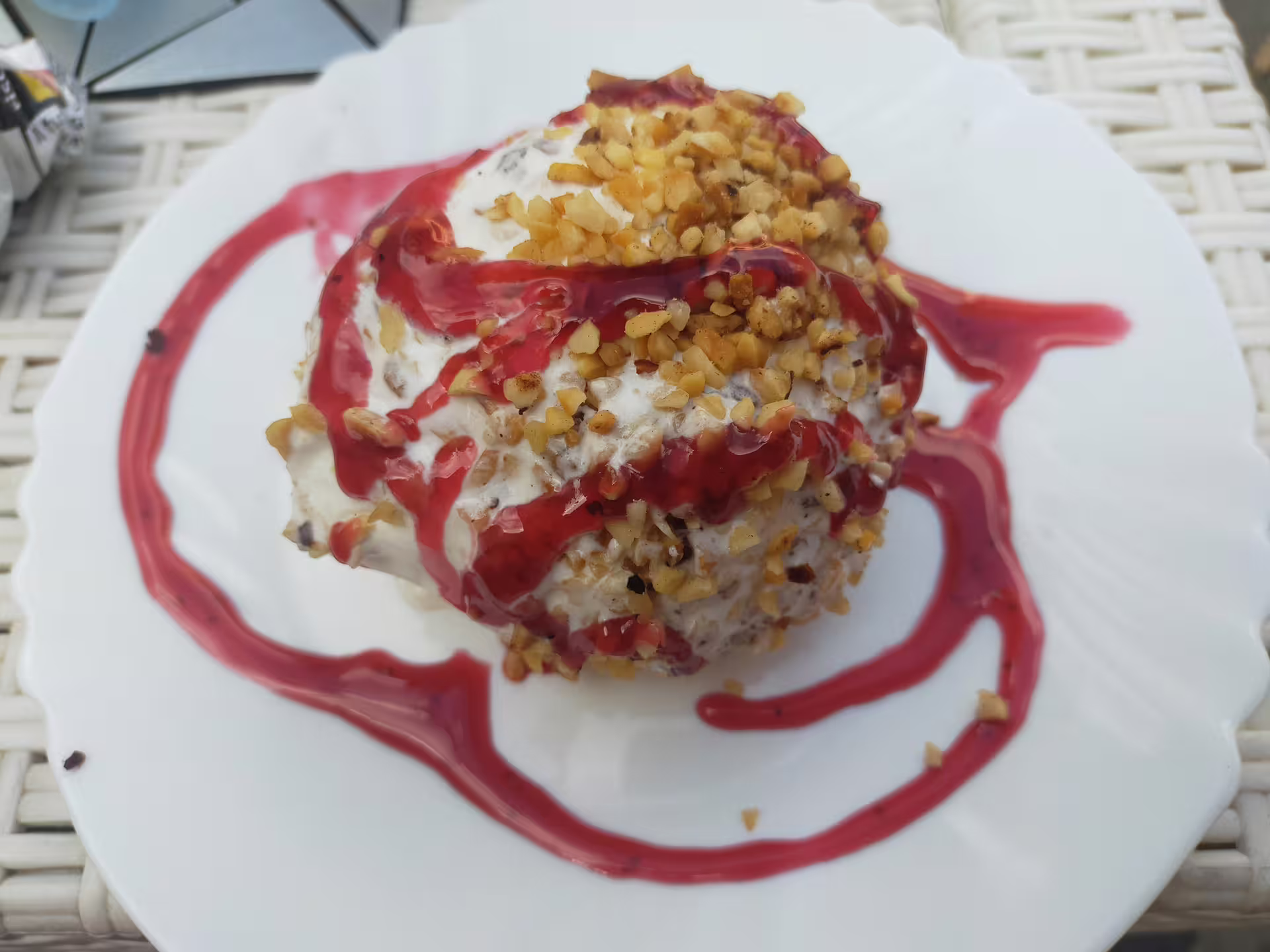 Traditional Calabrian dessert with nuts and berry sauce served in Tropea, tasting stop on the Wonderful Calabria food tour