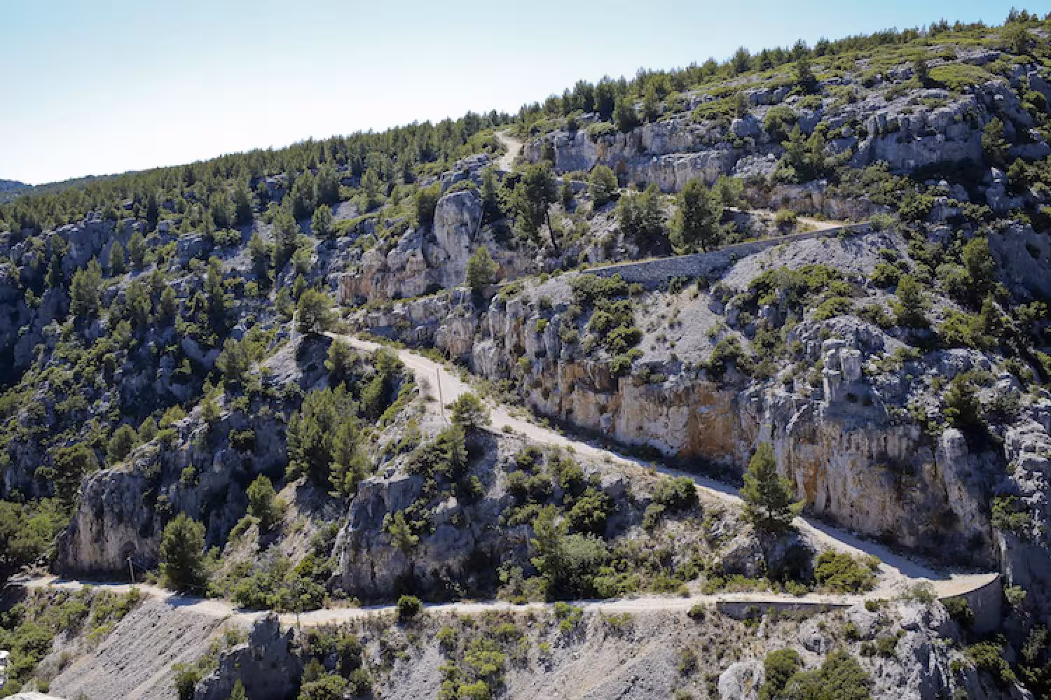 Rocky hillside trail in Calanques National Park near Cassis, part of the En-Vau Port-Miou Port-Pin hike