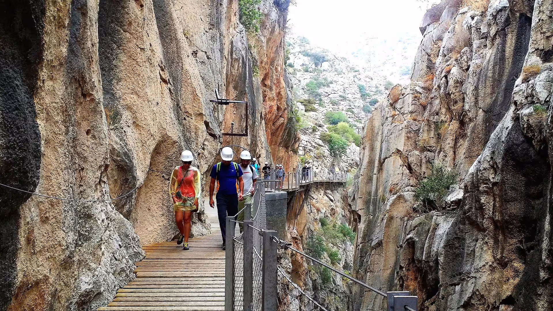 Guided group walking the Caminito del Rey boardwalk in El Chorro gorge with Costa del Sol pick-up included