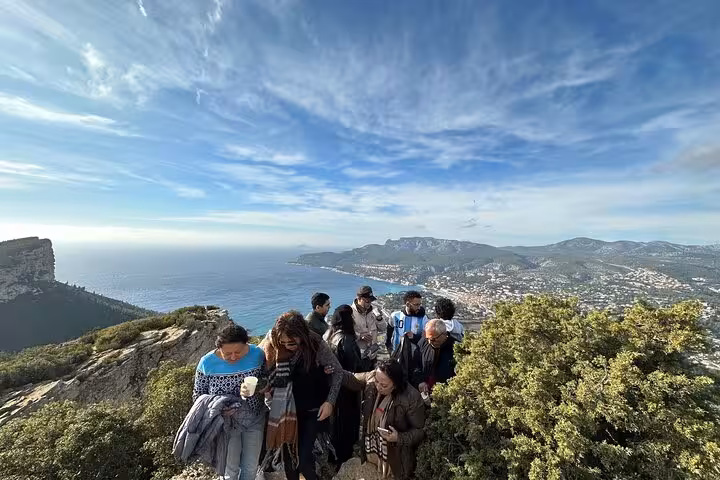 Small group at Cap Canaille viewpoint above Cassis and the Calanques on a private Marseille day tour