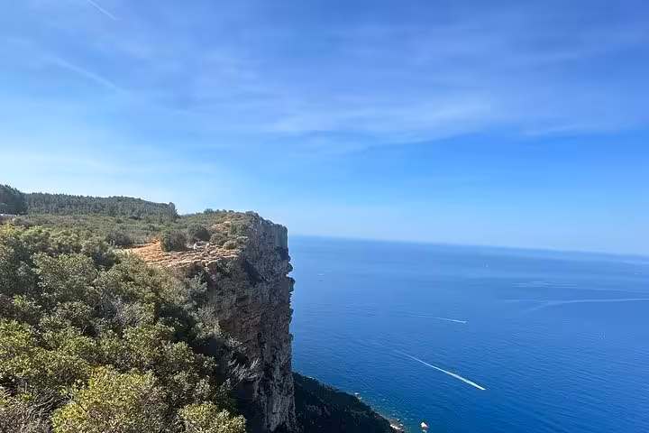 Panoramic Cap Canaille and Mediterranean sea view from Cassis, scenic stop on Aix-en-Provence to Marseille tour