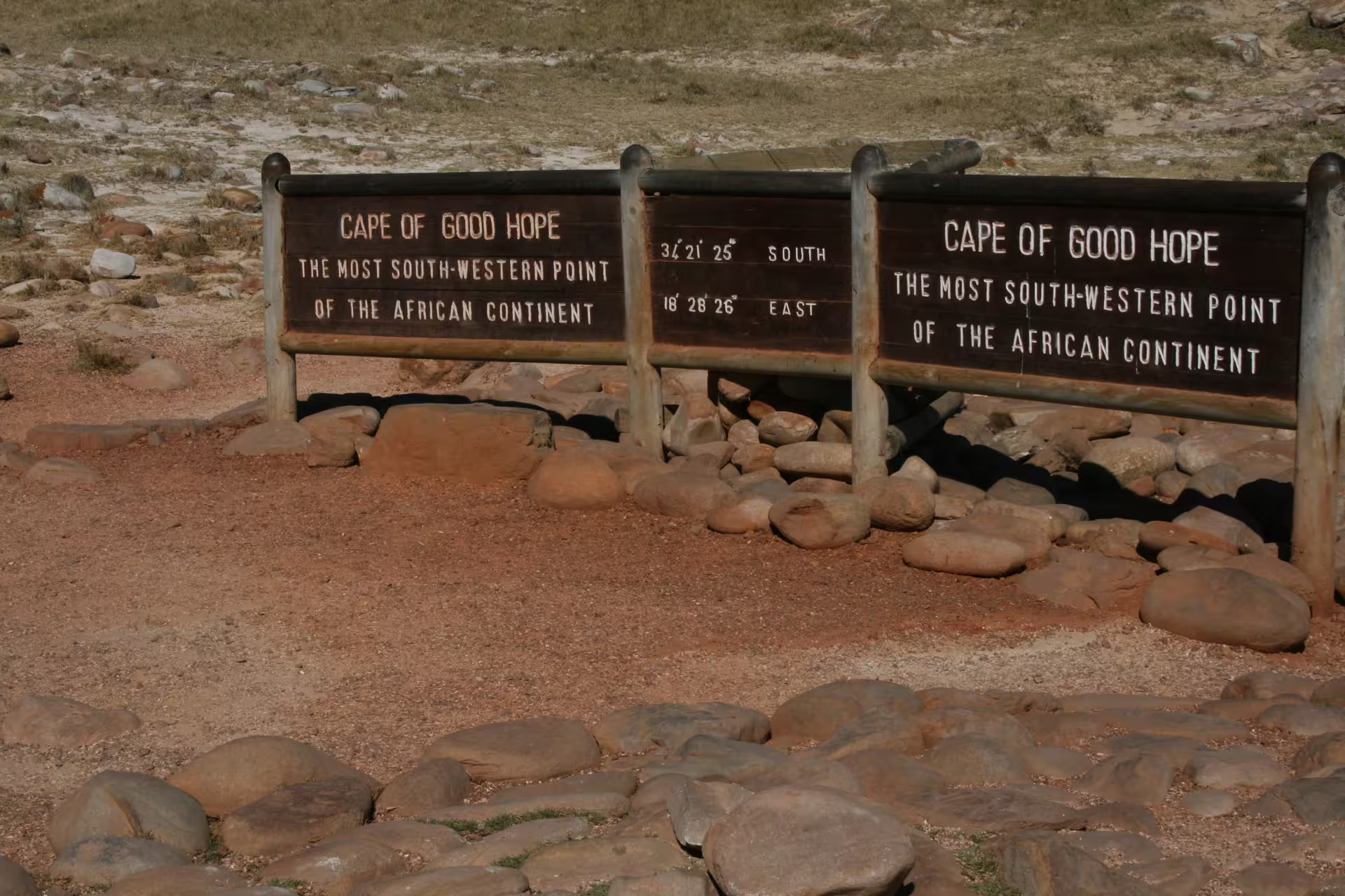 Sign at Cape of Good Hope marks the most southwestern point of Africa, a key stop on the Cape Point tour.