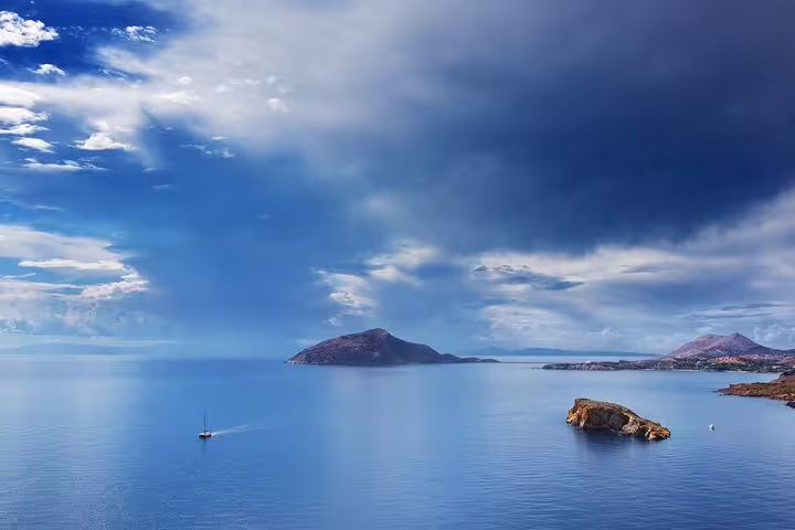 Aegean Sea view from Cape Sounion near the Temple of Poseidon on a half-day small-group morning tour