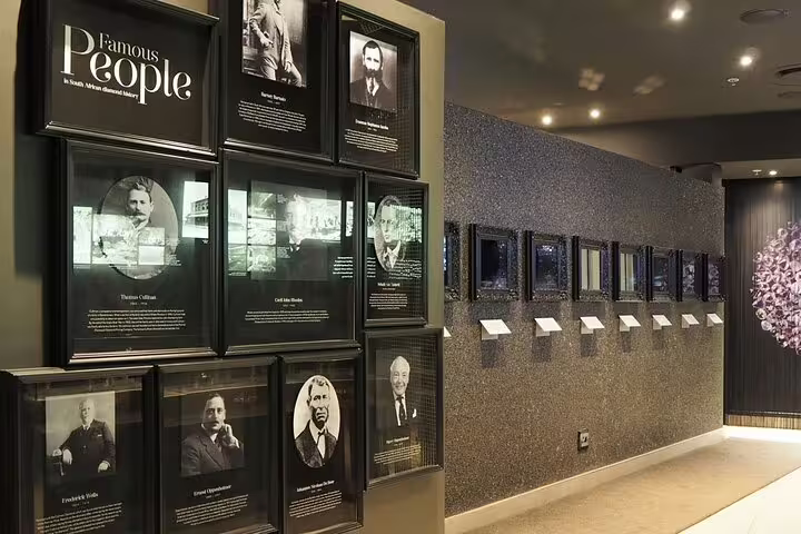 Exhibit of famous figures in South African diamond history, a highlight of the Cape Town shopping experience.