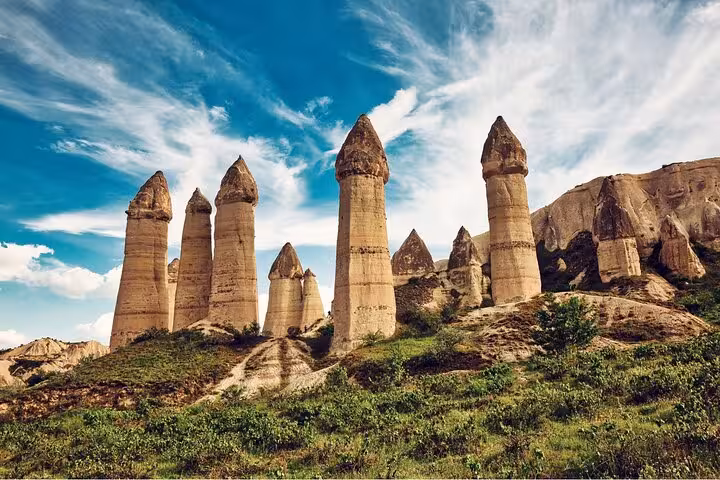 Cappadocia fairy chimneys landscape stop on full-day small group tour with lunch, panoramic valley view