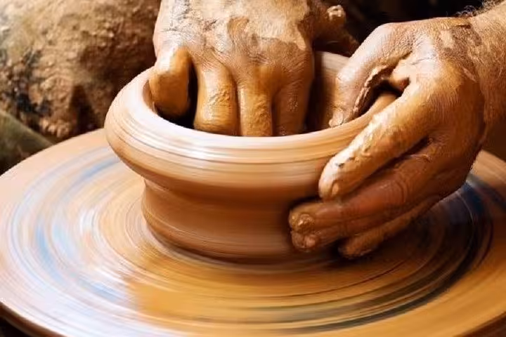 Pottery making on a spinning wheel in Avanos, Cappadocia, on a 2-day Istanbul by plane tour experience