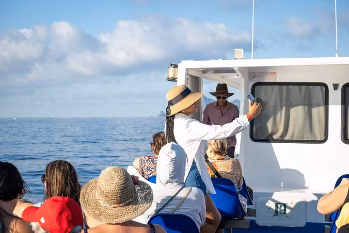 Tourists enjoy a sunny boat trip to Capri, capturing memories and soaking in the scenic views.