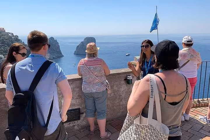 Visitors admiring the stunning sea view on the Capri & Anacapri full-day tour from Amalfi and Maiori.
