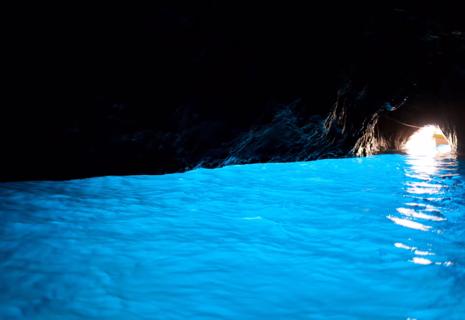 Inside Capri Blue Grotto on small group Naples to Capri and Anacapri tour with round-trip ferry tickets