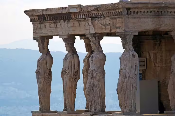 Caryatid Porch at the Erechtheion on the Acropolis, a highlight on a private half-day Athens tour