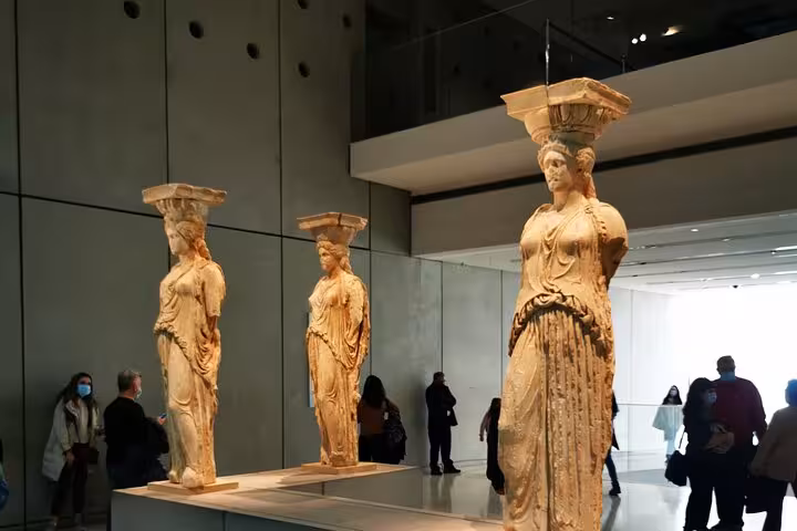Caryatid statues at the Acropolis Museum on an Athens half-day private luxury tour of ancient wonders