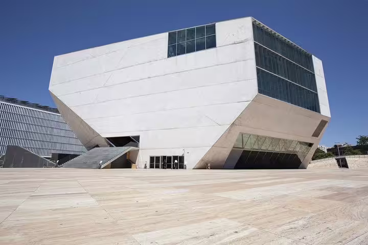 Modern architecture of Casa da Música in Porto, a highlight of the full day city tour and private six bridges cruise.