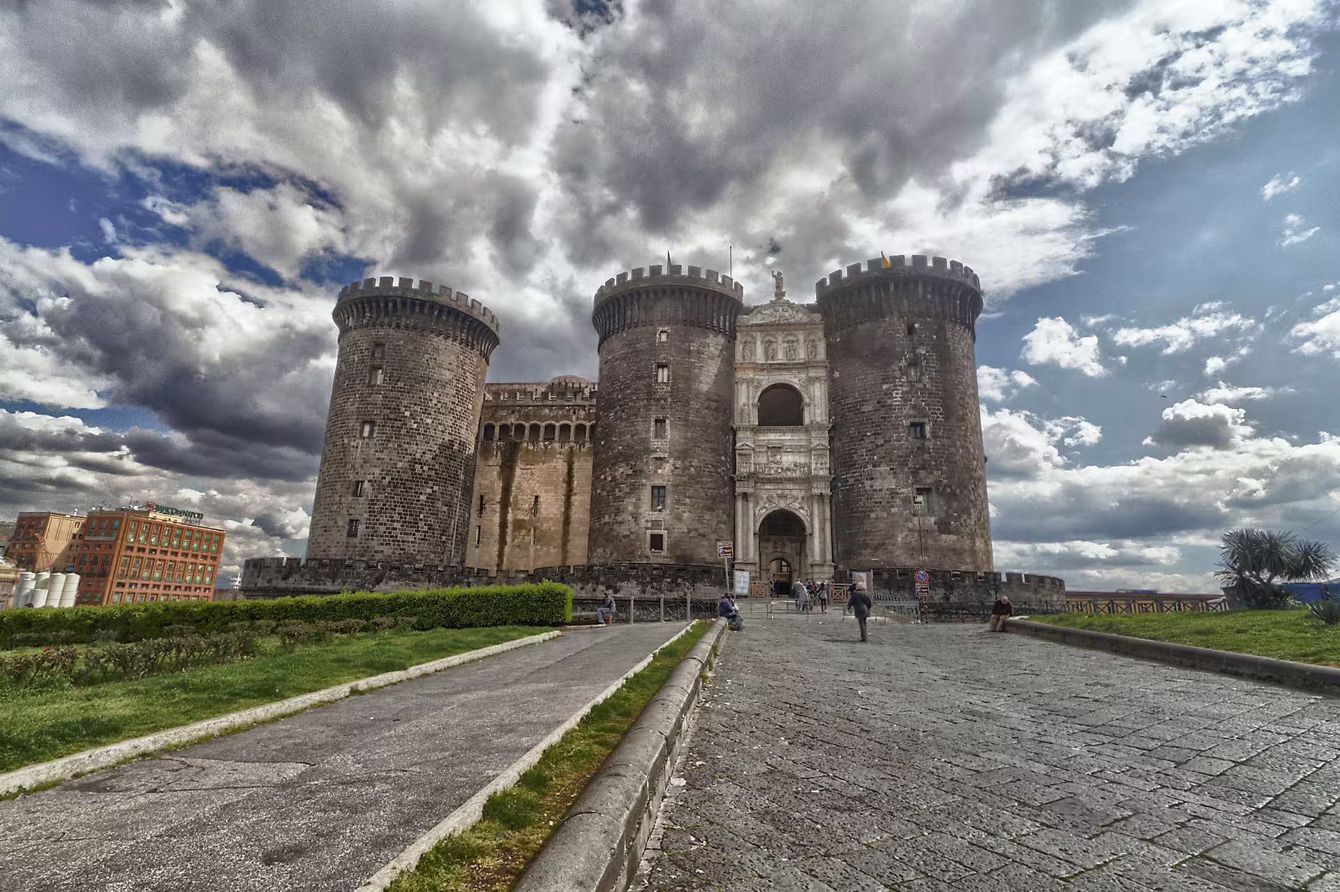 Castel Nuovo (Maschio Angioino) fortress in Naples visited on Pompeii and Naples group tour from Naples