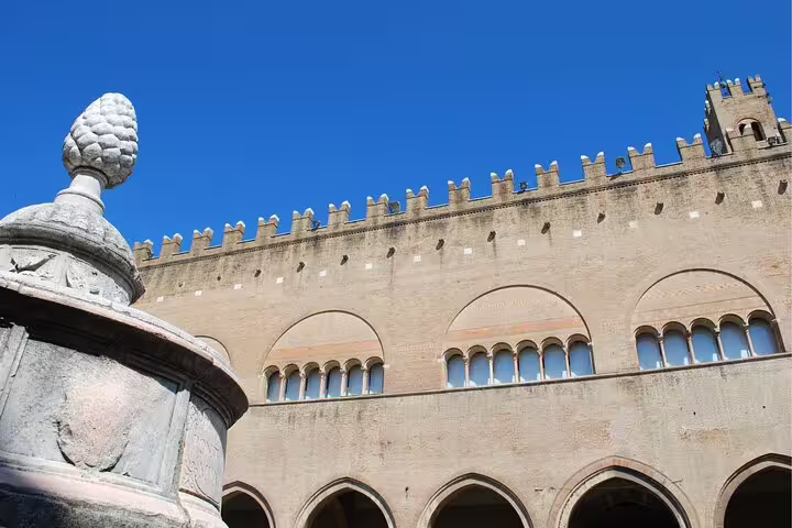 Facade of Castel Sismondo in Rimini under blue sky, key landmark on a self-guided scavenger hunt tour